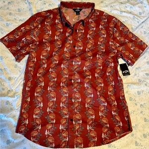Billabong Chase Short Sleeve Floral Button Up Shirt Mens Size Lg Red NWT.
